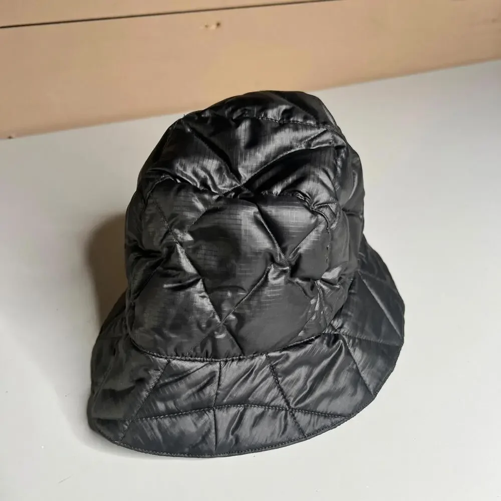 Eddie Bauer Black Quilted Puffer Bucket Hat Size S/M Insulated‎ Winter Outdoor